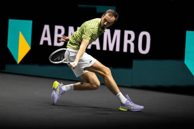 ROTTERDAM, NETHERLANDS - FEBRUARY 09: Daniil Medvedev in action against Ugo Humbert of France during Day 1 of the ABN AMRO Open at Rotterdam Ahoy on February 9, 2026 in Rotterdam, Netherlands. (Photo by Andy Astfalck) Netherlands Copyright: xAndyxAstfalckx
