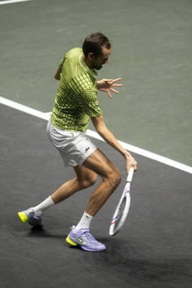 ROTTERDAM, NETHERLANDS - FEBRUARY 09: Daniil Medvedev in action against Ugo Humbert of France during Day 1 of the ABN AMRO Open at Rotterdam Ahoy on February 9, 2026 in Rotterdam, Netherlands. (Photo by Andy Astfalck) Netherlands Copyright: xAndyxAstfalckx
