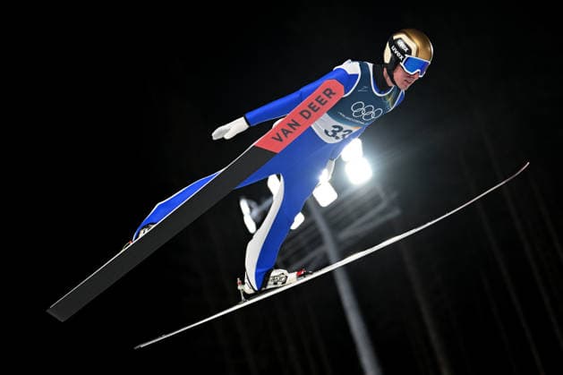 Predazzo, Italy, February 09th 2026. Timi Zajc of Slovenia in action during the Ski jumping, Skispringen, Ski, nordisch Mens Normal Hill Individual competition of the Olympic Winter games, Winterspiele,Spiele, Summer games 2026 in Predazzo, Italy. (Photo by Igor Kupljenik Sports Press Photo)  Copyright: xIgorxKupljenikx xSPPx Sportspressphoto_SPR90582
