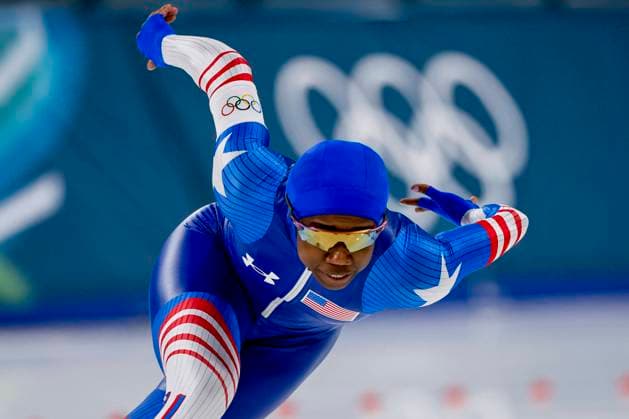Erin Jackson of United States of America Women 1000m, Milano Cortina 2026 Winter Olympics: Day 3, Speed skating, Eisschnelllauf - Milano Cortina 2026 Winter Olympics: Day 3, Milano Speed Skating Stadium, February 9, 2026, Milan, Italy.