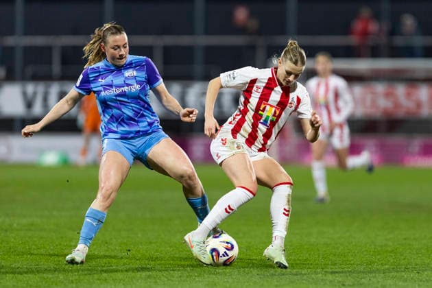 Google Pixel Women Bundesliga 1 FC Köln SGS Essen 09 02 2026 Anna Lena Stolze 1 FC Köln, 7 , Ramona Maier SGS Essen, 9 on matchday 17 of the Google Pixel Women Bundesliga in the match between 1 FC Köln and SGS Essen on 09 02 2026 at Franz Kremer Stadion in Cologne Copyright: xBEAUTIFULxSPORTS Meuselx