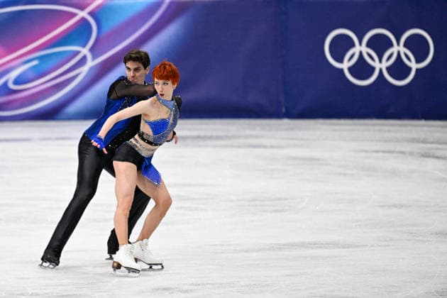 Evgeniia Lopareva And Geoffrey Brissaud At Figure skating, Eiskunstlauf Team Event Practice - Milan Evgeniia Lopareva and Geoffrey Brissaud of France during their practice of the Figure Skating Team Event at the Milano Cortina 2026 Winter Olympic Games, Olympische Spiele, Olympia, OS at Milano Ice Skating Arena on February 8, 2026 in Milan, Italy. Olivia Smart has tattoos of the olympic rings on her back. Photo by JMP ABACAPRESS.COM Milan Italy  Copyright: xJMP ABACAx