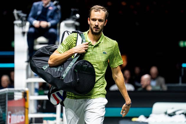 2026-02-09 ABN AMRO Open - Day One ROTTERDAM, NETHERLANDS - FEBRUARY 9: Daniil Medvedev quickly leaves the court in anger after losing during Day One of the ABN AMRO Open at Rotterdam Ahoy on February 9, 2026 in Rotterdam, Netherlands. (Photo by Gabriel Calvino Alonso BSR Agency) Rotterdam Netherlands Content not available for redistribution in The Netherlands directly or indirectly through any third parties. Copyright: xBSRxAgencyx
