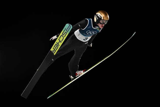 Predazzo, Italy, February 09th 2026. Jules Chervet of France in action during the Ski jumping, Skispringen, Ski, nordisch Mens Normal Hill Individual competition of the Olympic Winter games, Winterspiele,Spiele, Summer games 2026 in Predazzo, Italy. (Photo by Igor Kupljenik Sports Press Photo)  Copyright: xIgorxKupljenikx xSPPx Sportspressphoto_SPR90591