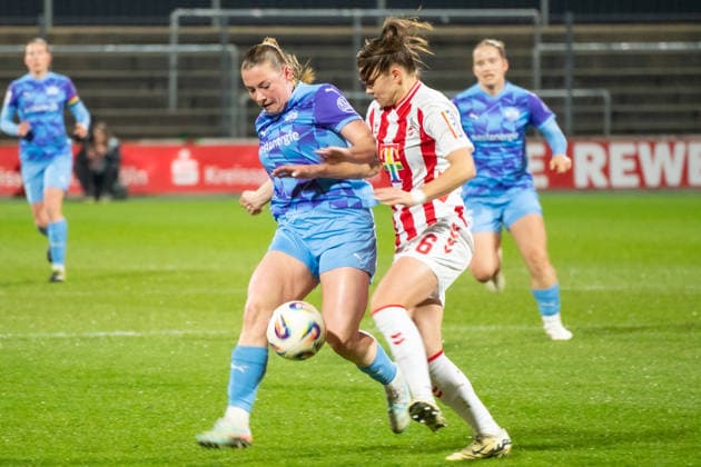 Germany Google Pixel Womens Bundesliga 2025 26 1 FC Köln vs SGS Essen, 17 Matchday 09 02 2026 Franz Kremer Stadion NRW Ramona Maier SGS Essn, 9 Martyna Wiankowska 1 FC Köln, 26 Copyright: xOrhanxHabashx