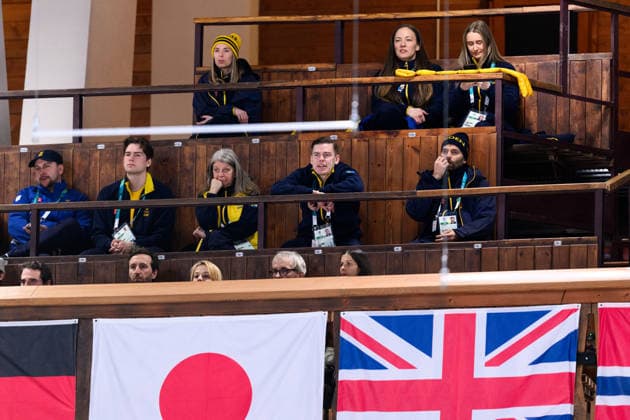 260209 Agnes Knochenhauer of the Swedish national women s curling team and Christoffer Sundgren of the Swedish national men s curling team in the stands during a round robin mixed doubles curling semifinal match between Great Britain and Sweden during day 3 of the 2026 Winter Olympics on February 9, 2026 in Cortina. Photo: Jon Olav Nesvold BILDBYRAN COP 217 JE0114 curling Olympic Games, Olympische Spiele, Olympia, OS olympics winter olympics os ol olympiska spel vinter-os olympiske leker milano cortina 2026 milan cortina 2026 milano cortina 2026 olympic games milano cortina 2026 winter olympic games milano cortina-os milano cortina-ol vinter-ol 3 bbeng sweden sverige *** 260209 Agnes Knochenhauer of the Swedish national women s curling team and Christoffer Sundgren of the Swedish national men s curling team in the stands during a round robin mixed doubles curling semifinal match between Great Britain and Sweden during day 3 of the 2026 Winter Olympics on February 9, 2026 in Cortina Photo Jon Olav Nesvold BILDBYRAN COP 217 JE0114 curling olympic games olympics winter olympics os ol olympiska spel vinter os olympiske leker milano cortina 2026 milan cortina 2026 milano cortina 2026 olympic games milano cortina 2026 winter olympic games milano cortina os milano cortina ol vinter ol 3 bbeng sweden sverige  Copyright: JONxOLAVxNESVOLD BB260209JE026