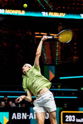 2026-02-09 ABN AMRO Open - Day One ROTTERDAM, NETHERLANDS - FEBRUARY 9: Ugo Humbert competing during Day One of the ABN AMRO Open at Rotterdam Ahoy on February 9, 2026 in Rotterdam, Netherlands. (Photo by Gabriel Calvino Alonso BSR Agency) Rotterdam Netherlands Content not available for redistribution in The Netherlands directly or indirectly through any third parties. Copyright: xBSRxAgencyx