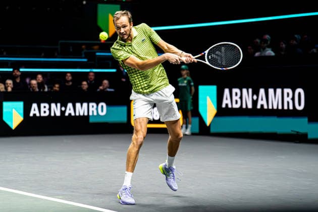 2026-02-09 ABN AMRO Open - Day One ROTTERDAM, NETHERLANDS - FEBRUARY 9: Daniil Medvedev competing during Day One of the ABN AMRO Open at Rotterdam Ahoy on February 9, 2026 in Rotterdam, Netherlands. (Photo by Gabriel Calvino Alonso BSR Agency) Rotterdam Netherlands Content not available for redistribution in The Netherlands directly or indirectly through any third parties. Copyright: xBSRxAgencyx