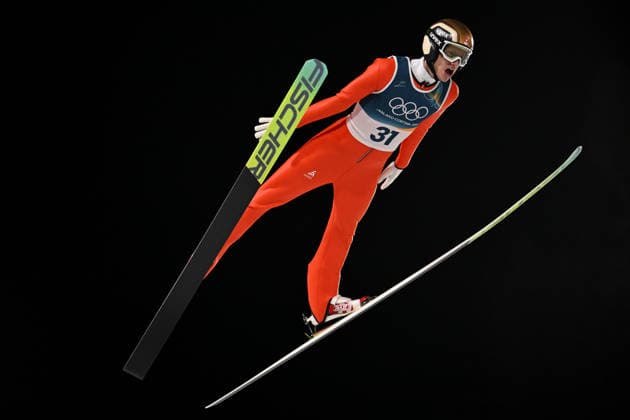 Predazzo, Italy, February 09th 2026. Gregor Deschwanden of Switzerland in action during the Ski jumping, Skispringen, Ski, nordisch Mens Normal Hill Individual competition of the Olympic Winter games, Winterspiele,Spiele, Summer games 2026 in Predazzo, Italy. (Photo by Igor Kupljenik Sports Press Photo)  Copyright: xIgorxKupljenikx xSPPx Sportspressphoto_SPR90623