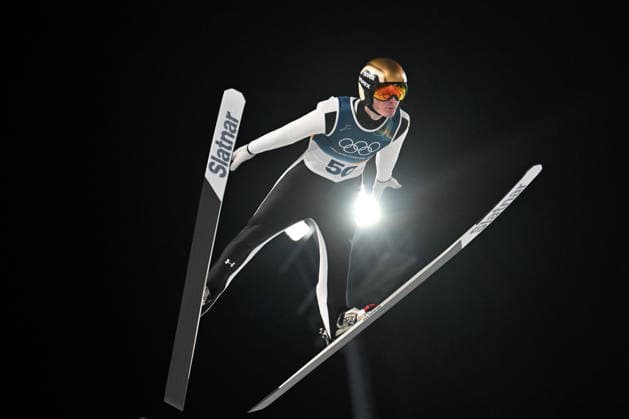 Predazzo, Italy, February 09th 2026. Domen Prevc of Slovenia in action during the Ski jumping, Skispringen, Ski, nordisch Mens Normal Hill Individual competition of the Olympic Winter games, Winterspiele,Spiele, Summer games 2026 in Predazzo, Italy. (Photo by Igor Kupljenik Sports Press Photo)  Copyright: xIgorxKupljenikx xSPPx Sportspressphoto_SPR90634