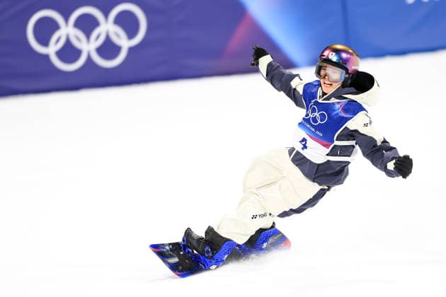 OLYMPICS - Winter Olympic Games, Olympische Spiele, Olympia, OS Milano Cortina 2026 BORMIO,ITALY,09.FEB.26 - OLYMPICS, SNOWBOARD - Winter Olympic Games Milano Cortina 2026, Big Air, final, women. Image shows the rejoicing of Momo Suzuki (JPN).  GEPAxpictures xWolfgangxGrebien