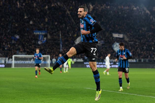 Bergamo, Italy, 9th February 2026. Davide Zappacosta of Atalanta celebrates after scoring to give the hosts a 2-0 lead during the Atalanta vs US Cremonese Serie A match at New Balance Arena, Bergamo. Picture credit should read: Jonathan Moscrop Sportimage EDITORIAL USE ONLY. No use with unauthorised audio, video, data, fixture lists, club league logos or live services. Online in-match use limited to 120 images, no video emulation. No use in betting, games or single club league player publications. SPI_040_ATALANTA_CREMONESE_ SPI-4501-0040