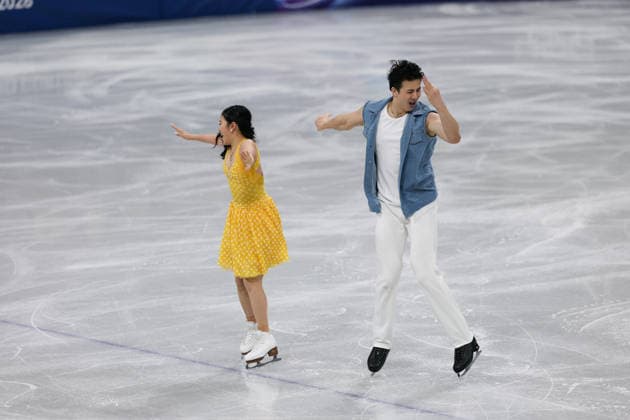 Winter Olympics - Figure skating, Eiskunstlauf Team Event Ice Dance-Rhythm Dance - Milan Liu Xinyu and Wang Shiyue of Team China compete in the figure skating team event ice dance-rhythm dance during the Milano Cortina 2026 Winter Olympic Games, Olympische Spiele, Olympia, OS at Milano Ice Skating Arena in Milan on February 9, 2026. Photo by Alexis Jumeau ABACAPRESS.COM Milan Italy  Copyright: xJMP ABACAx
