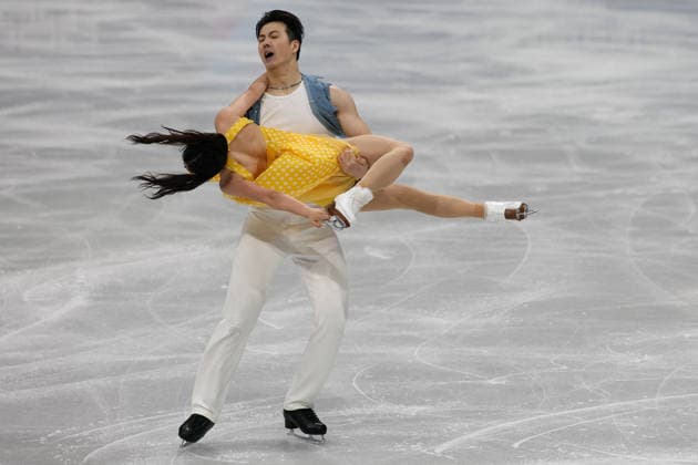 Winter Olympics - Figure skating, Eiskunstlauf Team Event Ice Dance-Rhythm Dance - Milan Liu Xinyu and Wang Shiyue of Team China compete in the figure skating team event ice dance-rhythm dance during the Milano Cortina 2026 Winter Olympic Games, Olympische Spiele, Olympia, OS at Milano Ice Skating Arena in Milan on February 9, 2026. Photo by Alexis Jumeau ABACAPRESS.COM Milan Italy  Copyright: xJMP ABACAx