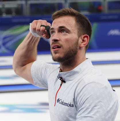 Team USA s Korey Dropkin celebrates victory over Italy in the Curling Mixed Doubles Semi-Finals at the 2026 Winter Olympics in Cortina, Italy on Monday February 09, 2026. Team USA beat Italy 9-8.  OLY2026020688 HUGOxPHILPOTT