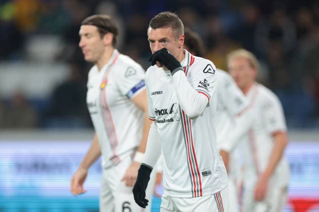 Bergamo, Italy, 9th February 2026. Jamie Vardy of US Cremonese reacts during the Atalanta vs US Cremonese Serie A match at New Balance Arena, Bergamo. Picture credit should read: Jonathan Moscrop Sportimage EDITORIAL USE ONLY. No use with unauthorised audio, video, data, fixture lists, club league logos or live services. Online in-match use limited to 120 images, no video emulation. No use in betting, games or single club league player publications. SPI_052_ATALANTA_CREMONESE_ SPI-4501-0052