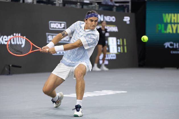 February 9, 2026, Frisco, Texas, USA: MATTIA BELLUCI (ITA) returns with a forehand during a menÃ¢â‚¬â ¢s singles match at 2026 Nexo Dallas Open at The Ford Center at The Star in Frisco, Texas. Nakishima defeated Bellucci, 6:3, 6:4. Frisco USA - ZUMAh193 20260209_zsp_h193_003 Copyright: xDanielxMcGregor-Huyerx