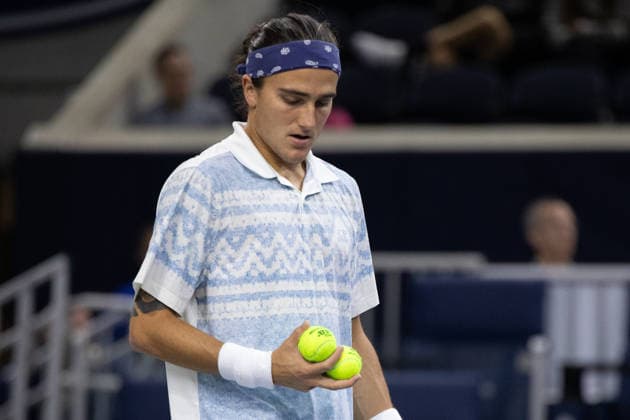 February 9, 2026, Frisco, Texas, USA: MATTIA BELLUCI (ITA) looks to serve during a menÃ¢â‚¬â ¢s singles match at 2026 Nexo Dallas Open at The Ford Center at The Star in Frisco, Texas. Nakishima defeated Bellucci, 6:3, 6:4. Tennis 2026: Dallas Open: Nakishima 6:3, 6:4 Belluci  - ZUMAh193 20260209_zsp_h193_004 Copyright: xDanielxMcGregor-Huyerx