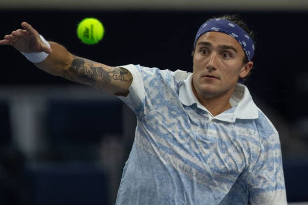 February 9, 2026, Frisco, Texas, USA: MATTIA BELLUCI (ITA) looks to volley during a menÃ¢â‚¬â ¢s singles match at 2026 Nexo Dallas Open at The Ford Center at The Star in Frisco, Texas. Nakishima defeated Bellucci, 6:3, 6:4. Frisco USA - ZUMAh193 20260209_zsp_h193_015 Copyright: xDanielxMcGregor-Huyerx