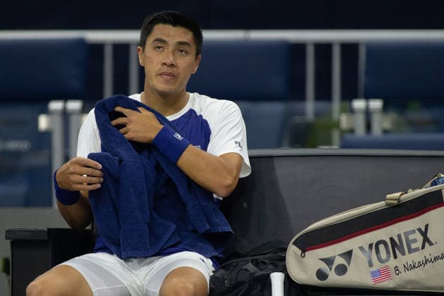 February 9, 2026, Frisco, Texas, USA: BRANDON NAKASHIMA (USA) grabs a towel during a menÃ¢â‚¬â ¢s singles match at 2026 Nexo Dallas Open at The Ford Center at The Star in Frisco, Texas. Nakishima defeated Bellucci, 6:3, 6:4. Tennis 2026: Dallas Open: Nakishima 6:3, 6:4 Belluci  - ZUMAh193 20260209_zsp_h193_016 Copyright: xDanielxMcGregor-Huyerx