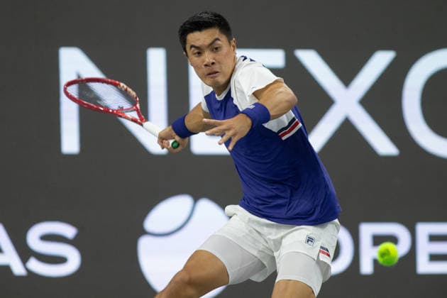 February 9, 2026, Frisco, Texas, USA: BRANDON NAKASHIMA (USA) uses a forehand during a menÃ¢â‚¬â ¢s singles match at 2026 Nexo Dallas Open at The Ford Center at The Star in Frisco, Texas. Nakishima defeated Bellucci, 6:3, 6:4. Tennis 2026: Dallas Open: Nakishima 6:3, 6:4 Belluci  - ZUMAh193 20260209_zsp_h193_022 Copyright: xDanielxMcGregor-Huyerx