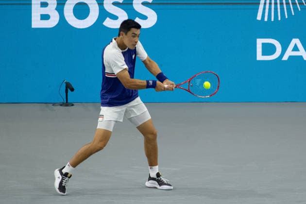February 9, 2026, Frisco, Texas, USA: BRANDON NAKASHIMA (USA) uses a forehand during a menÃ¢â‚¬â ¢s singles match at 2026 Nexo Dallas Open at The Ford Center at The Star in Frisco, Texas. Nakishima defeated Bellucci, 6:3, 6:4. Tennis 2026: Dallas Open: Nakishima 6:3, 6:4 Belluci  - ZUMAh193 20260209_zsp_h193_025 Copyright: xDanielxMcGregor-Huyerx