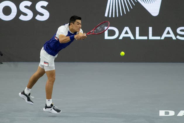 February 9, 2026, Frisco, Texas, USA: BRANDON NAKASHIMA (USA) uses a forehand during a menÃ¢â‚¬â ¢s singles match at 2026 Nexo Dallas Open at The Ford Center at The Star in Frisco, Texas. Nakishima defeated Bellucci, 6:3, 6:4. Frisco USA - ZUMAh193 20260209_zsp_h193_026 Copyright: xDanielxMcGregor-Huyerx