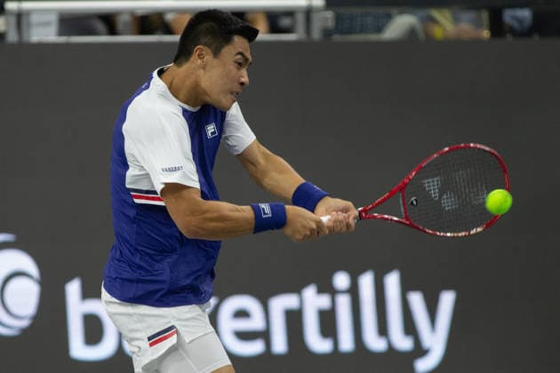 February 9, 2026, Frisco, Texas, USA: BRANDON NAKASHIMA (USA) uses a backhand during a menÃ¢â‚¬â ¢s singles match at 2026 Nexo Dallas Open at The Ford Center at The Star in Frisco, Texas. Nakishima defeated Bellucci, 6:3, 6:4. Tennis 2026: Dallas Open: Nakishima 6:3, 6:4 Belluci  - ZUMAh193 20260209_zsp_h193_036 Copyright: xDanielxMcGregor-Huyerx
