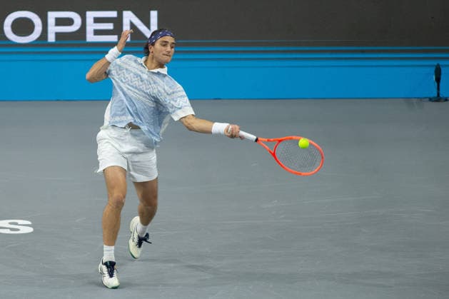 February 9, 2026, Frisco, Texas, USA: MATTIA BELLUCI (ITA) uses a forehand during a menÃ¢â‚¬â ¢s singles match at 2026 Nexo Dallas Open at The Ford Center at The Star in Frisco, Texas. Nakishima defeated Bellucci, 6:3, 6:4. Tennis 2026: Dallas Open: Nakishima 6:3, 6:4 Belluci  - ZUMAh193 20260209_zsp_h193_043 Copyright: xDanielxMcGregor-Huyerx