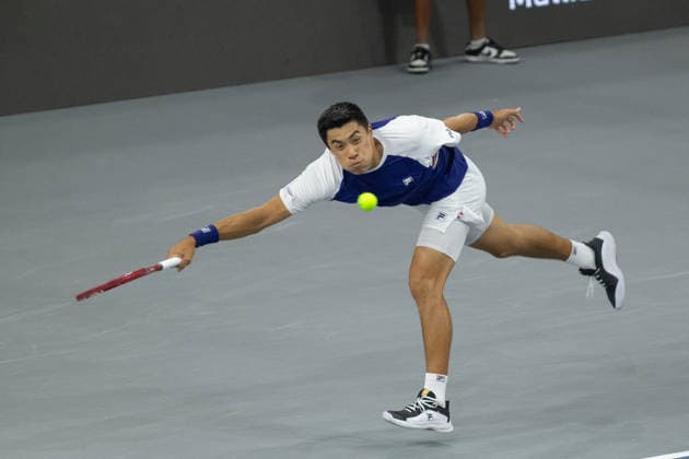 February 9, 2026, Frisco, Texas, USA: BRANDON NAKASHIMA (USA) uses a forehand during a menÃ¢â‚¬â ¢s singles match at 2026 Nexo Dallas Open at The Ford Center at The Star in Frisco, Texas. Nakishima defeated Bellucci, 6:3, 6:4. Tennis 2026: Dallas Open: Nakishima 6:3, 6:4 Belluci  - ZUMAh193 20260209_zsp_h193_044 Copyright: xDanielxMcGregor-Huyerx
