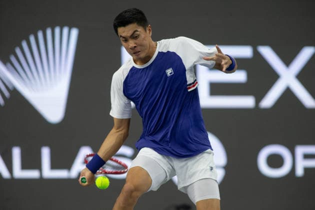 February 9, 2026, Frisco, Texas, USA: BRANDON NAKASHIMA (USA) uses a forehand during a menÃ¢â‚¬â ¢s singles match at 2026 Nexo Dallas Open at The Ford Center at The Star in Frisco, Texas. Nakishima defeated Bellucci, 6:3, 6:4. Frisco USA - ZUMAh193 20260209_zsp_h193_041 Copyright: xDanielxMcGregor-Huyerx