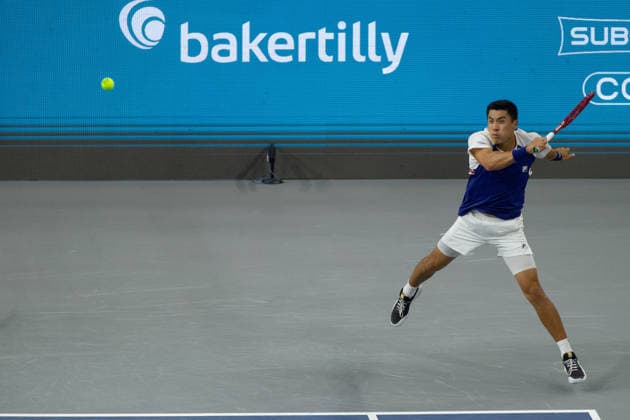 February 9, 2026, Frisco, Texas, USA: BRANDON NAKASHIMA (USA) uses a forehand during a menÃ¢â‚¬â ¢s singles match at 2026 Nexo Dallas Open at The Ford Center at The Star in Frisco, Texas. Nakishima defeated Bellucci, 6:3, 6:4. Frisco USA - ZUMAh193 20260209_zsp_h193_045 Copyright: xDanielxMcGregor-Huyerx