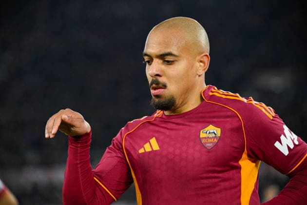 Romaâ??s Donyell Malen celebrates after scoring the goal 1-0 during the Italian Football Championship League A Enilive 2025 2026 match between AS Roma vs Cagliari Calcio at the Olimpic Stadium in Rome on 09 February 2026.  Copyright: xFabrizioxCorradetti IPAxSportx xipa-agency.netx xx IPA_71194511 IPA_Agency_IPA71194511