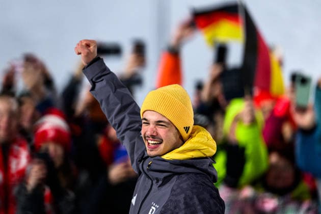 260209 Philipp Raimund of Germany celebrates after competing in the second run in the men s normal hill individual Ski jumping, Skispringen, Ski, nordisch test run during day 3 of the 2026 Winter Olympics on February 9, 2026 in Predazzo. Photo: Maxim Thore BILDBYRAN kod MT MT0968 backhoppning ski jumping skihopping Olympic Games, Olympische Spiele, Olympia, OS olympics winter olympics os ol olympiska spel vinter-os olympiske leker milano cortina 2026 milan cortina 2026 milano cortina 2026 olympic games milano cortina 2026 winter olympic games milano cortina-os milano cortina-ol vinter-ol 3 bbeng jubel *** 260209 Philipp Raimund of Germany celebrates after competing in the second run in the men s normal hill individual ski jumping test run during day 3 of the 2026 Winter Olympics on February 9, 2026 in Predazzo Photo Maxim Thore BILDBYRAN kod MT MT0968 backhoppning ski jumping skihopping olympic games olympics winter olympics os ol olympiska spel vinter os olympiske leker milano cortina 2026 milan cortina 2026 milano cortina 2026 olympic games milano cortina 2026 winter olympic games milano cortina os milano cortina ol vinter ol 3 bbeng jubel  Copyright: MAXIMxTHORE BB260209MT153