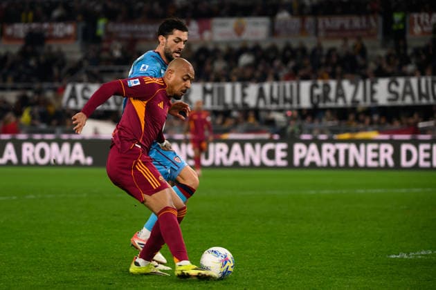 Donyell Malen of AS Roma scores the goal of 1-0 during the Serie A 2025 2026 football match between AS Roma and Cagliari Calcio at Stadio Olimpico in Rome (Italy), February 9, 2026. AndreaxStaccioli