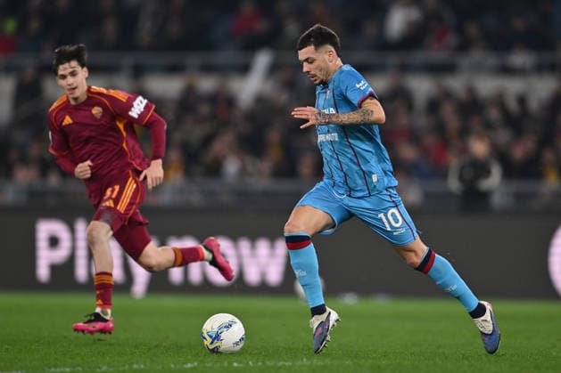 Gianluca Gaetano of Cagliari Calcio is in action during the 24th day of the Serie A Championship between A.S. Roma and Cagliari Calcio at the Olympic Stadium on February 9, 2026 in Rome, Italy.  Copyright: xDomenicoxCippitelli IPAxSportx xipa-agency.netx xx IPA_71195297 IPA_Agency_IPA71195297