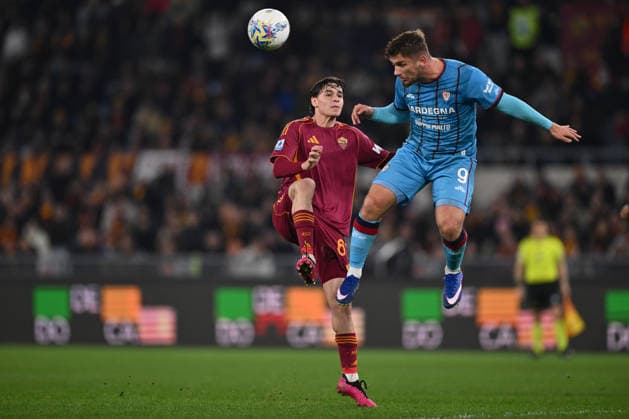 Niccolo Pisilli of A.S. Roma and Semih Kilicsoy of Cagliari Calcio are in action during the 24th day of the Serie A Championship between A.S. Roma and Cagliari Calcio at the Olympic Stadium on February 9, 2026 in Rome, Italy.  Copyright: xDomenicoxCippitelli IPAxSportx xipa-agency.netx xx IPA_71195407 IPA_Agency_IPA71195407
