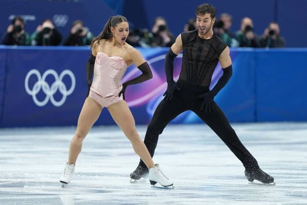 February 9, 2026, Milan, ITALY: Laurence Fournier Beaudry and Guillaume Cizeron of Team France compete in the Figure skating, Eiskunstlauf Ice Dance Rhythm Dance event during the 2026 Milan Cortina Winter Olympics in Milan, Italy on Monday, February 9, 2026. Canada News - February 9, 2026  - ZUMAc35_ 20260209_zaf_c35_139 Copyright: xNathanxDenettex