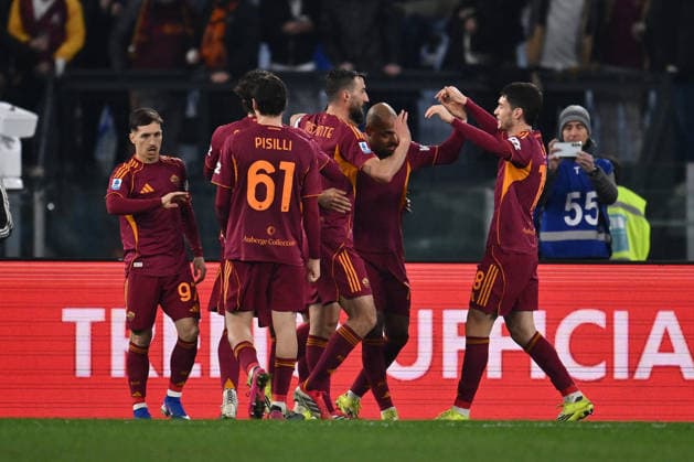 Donyell Malen of A.S. Roma celebrates after scoring the goal of 2-0 during the 24th day of the Serie A Championship between A.S. Roma and Cagliari Calcio at the Olympic Stadium on February 9, 2026 in Rome, Italy.  Copyright: xDomenicoxCippitelli IPAxSportx xipa-agency.netx xx IPA_71196125 IPA_Agency_IPA71196125