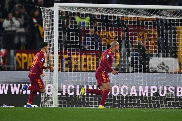 Donyell Malen of A.S. Roma celebrates after scoring the goal of 2-0 during the 24th day of the Serie A Championship between A.S. Roma and Cagliari Calcio at the Olympic Stadium on February 9, 2026 in Rome, Italy.  Copyright: xDomenicoxCippitelli IPAxSportx xipa-agency.netx xx IPA_71196176 IPA_Agency_IPA71196176