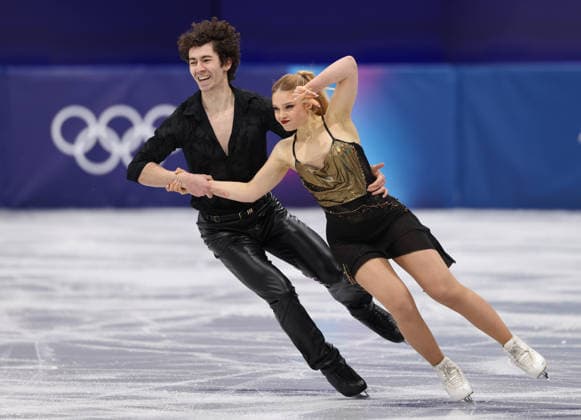 (260209) -- MILAN, Feb. 9, 2026 -- Sofia Val (R) Asaf Kazimov of Spain compete during the rhythm dance of Figure skating, Eiskunstlauf ice dance competition at the Milan-Cortina 2026 Olympic Winter games, Winterspiele,Spiele, Summer games in Milan, Italy, Feb. 9, 2026. ) (MICO2026)ITALY-MILAN-OLYMPIC WINTER GAMES-FIGURE SKATING-ICE DANCE-RHYTHM DANCE ChenxYichen 