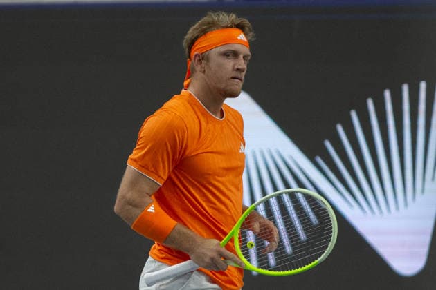 February 9, 2026, Frisco, Texas, USA: ALEJANDRO DAVIDOVICH FOKINA (ESP) reacts during a menÃ¢â‚¬â ¢s singles match at 2026 Nexo Dallas Open at The Ford Center at The Star in Frisco, Texas. Fokina defeated Svadja 6:4, 7:6. Tennis 2026: Dallas Open: Fokina 6:4, 7:6 Svadja  - ZUMAh193 20260209_zsp_h193_053 Copyright: xDanielxMcGregor-Huyerx
