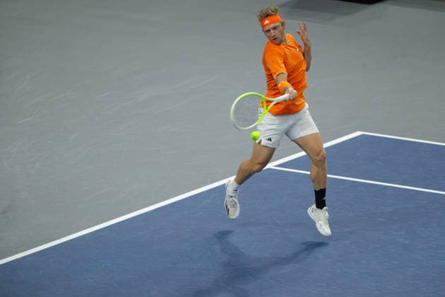 February 9, 2026, Frisco, Texas, USA: ALEJANDRO DAVIDOVICH FOKINA (ESP) uses a forehand during a menÃ¢â‚¬â ¢s singles match at 2026 Nexo Dallas Open at The Ford Center at The Star in Frisco, Texas. Fokina defeated Svadja 6:4, 7:6. Tennis 2026: Dallas Open: Fokina 6:4, 7:6 Svadja  - ZUMAh193 20260209_zsp_h193_057 Copyright: xDanielxMcGregor-Huyerx