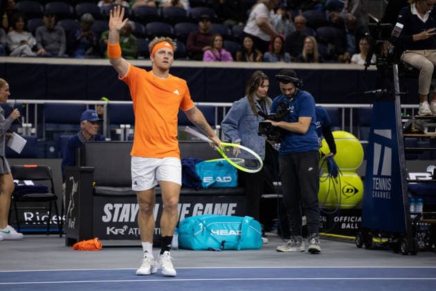 February 9, 2026, Frisco, Texas, USA: ALEJANDRO DAVIDOVICH FOKINA (ESP) celebrates during a menÃ¢â‚¬â ¢s singles match at 2026 Nexo Dallas Open at The Ford Center at The Star in Frisco, Texas. Fokina defeated Svadja 6:4, 7:6. Tennis 2026: Dallas Open: Fokina 6:4, 7:6 Svadja  - ZUMAh193 20260209_zsp_h193_059 Copyright: xDanielxMcGregor-Huyerx