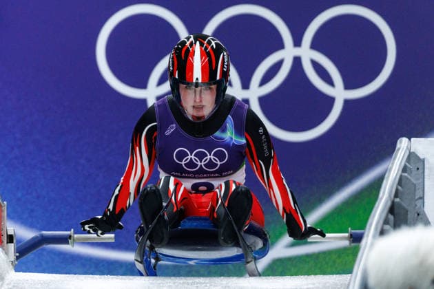 OLYMPICS - Winter Olympic Games, Olympische Spiele, Olympia, OS Milano Cortina 2026 CORTINA D AMPEZZO,ITALY,09.FEB.26 - OLYMPICS, LUGE - Winter Olympic Games Milano Cortina 2026, women, singles, run 1 and 2. Image shows Dorothea Schwarz (AUT).  GEPAxpictures xMaticxKlansek
