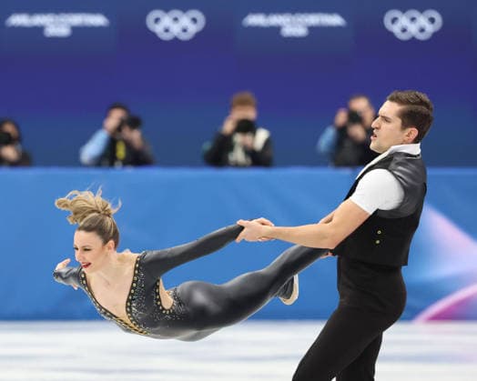 February 9, 2026, Milan, Lombardy, Italy: Marie-Jade Lauriault of Team Canada and Romain le Gac of Team Canada skate during the Milano Cortina 2026 Olympic Winter games, Winterspiele,Spiele, Summer games at Milano Ice Skating Arena. Olympics 2026: Milano Cortina: Figure skating, Eiskunstlauf - Mixed Ice Dance Rhythm Dance  - ZUMAm117 20260209_oly_m117_033 Copyright: xDavidxMcIntyrex
