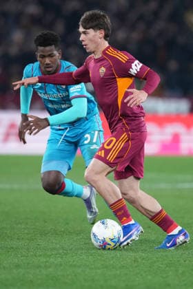 Roma™s Lorenzo Venturino during the Serie A EniLive soccer match between Roma and Cagliari at the Rome s Olympic stadium, Italy - Friday February 9, 2026 - Soccer ( Photo by Alfredo Falcone LaPresse )  Copyright: xAlfredoxFalcone LaPressex