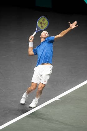 ROTTERDAM, NETHERLANDS - FEBRUARY 09: Nicolai Budkov Kjaer of Norway in action against Jaume Munar of Spain on Day 1 of the ABN AMRO Open at Rotterdam Ahoy on February 9, 2026 in Rotterdam, Netherlands. (Photo by Andy Astfalck) Netherlands Copyright: xAndyxAstfalckx