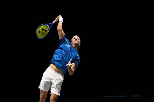 ROTTERDAM, NETHERLANDS - FEBRUARY 09: Nicolai Budkov Kjaer of Norway in action against Jaume Munar of Spain on Day 1 of the ABN AMRO Open at Rotterdam Ahoy on February 9, 2026 in Rotterdam, Netherlands. (Photo by Andy Astfalck) Netherlands Copyright: xAndyxAstfalckx