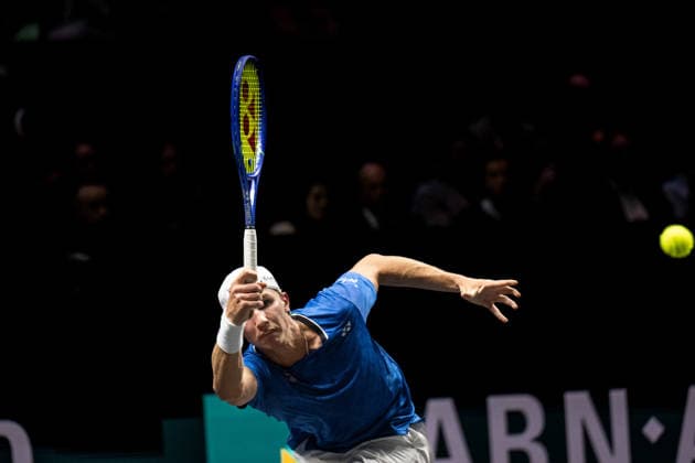 ROTTERDAM, NETHERLANDS - FEBRUARY 09: Nicolai Budkov Kjaer of Norway in action against Jaume Munar of Spain on Day 1 of the ABN AMRO Open at Rotterdam Ahoy on February 9, 2026 in Rotterdam, Netherlands. (Photo by Andy Astfalck) Netherlands Copyright: xAndyxAstfalckx